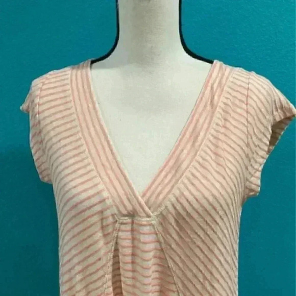 Anthropologie meadow rue pink striped linen blend blouse in size small - Picture 3 of 7